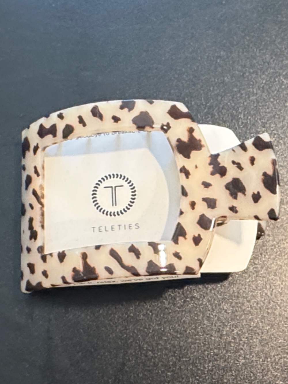 Teleties Leopard-Print Rectangular Hair Claw Clip - Beige Brown